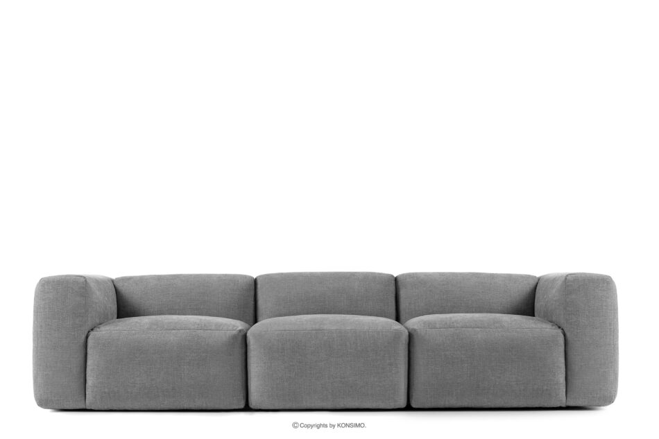 BUFFO Sofa 3 boho modułowa w tkaninie plecionej jasny popielaty jasny popielaty - zdjęcie 4