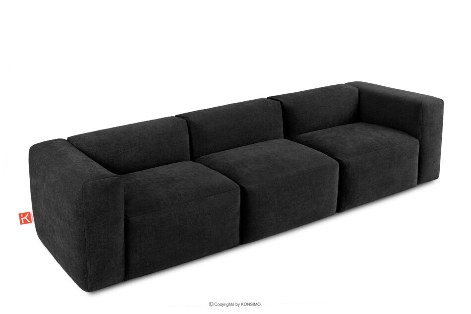 BUFFO Sofa 3 boho modułowa w tkaninie plecionej grafitowa grafitowy - zdjęcie 2