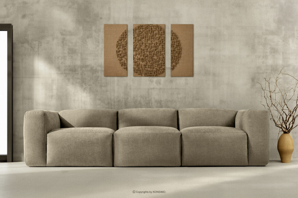 BUFFO Sofa 3 boho modułowa w tkaninie plecionej piaskowa piaskowy - zdjęcie 15
