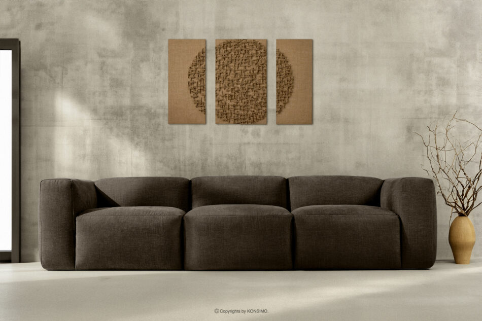 BUFFO Sofa 3 boho modułowa w tkaninie plecionej brązowa brązowy - zdjęcie 15
