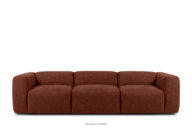 Sofa 3 boho modułowa w tkaninie plecionej pomarańczowa