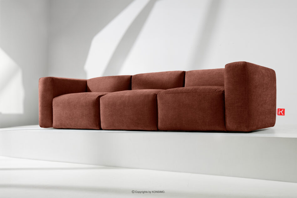 BUFFO Sofa 3 boho modułowa w tkaninie plecionej pomarańczowa pomarańczowy - zdjęcie 11