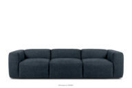 Sofa 3 boho modułowa w tkaninie plecionej ciemny niebieski