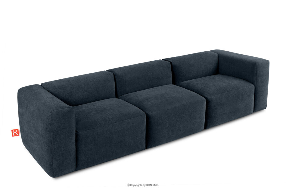 BUFFO Sofa 3 boho modułowa w tkaninie plecionej ciemny niebieski ciemny niebieski - zdjęcie 2