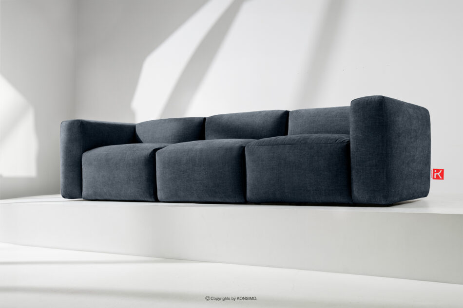 BUFFO Sofa 3 boho modułowa w tkaninie plecionej ciemny niebieski ciemny niebieski - zdjęcie 11