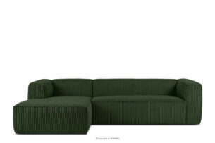 FEROX, https://konsimo.pl/kolekcja/ferox/ Duży ciemny zielony narożnik w tkaninie sztruks lewy ciemny zielony - zdjęcie