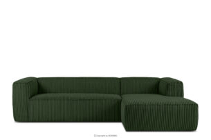 FEROX, https://konsimo.pl/kolekcja/ferox/ Duży ciemny zielony narożnik w tkaninie sztruks prawy ciemny zielony - zdjęcie