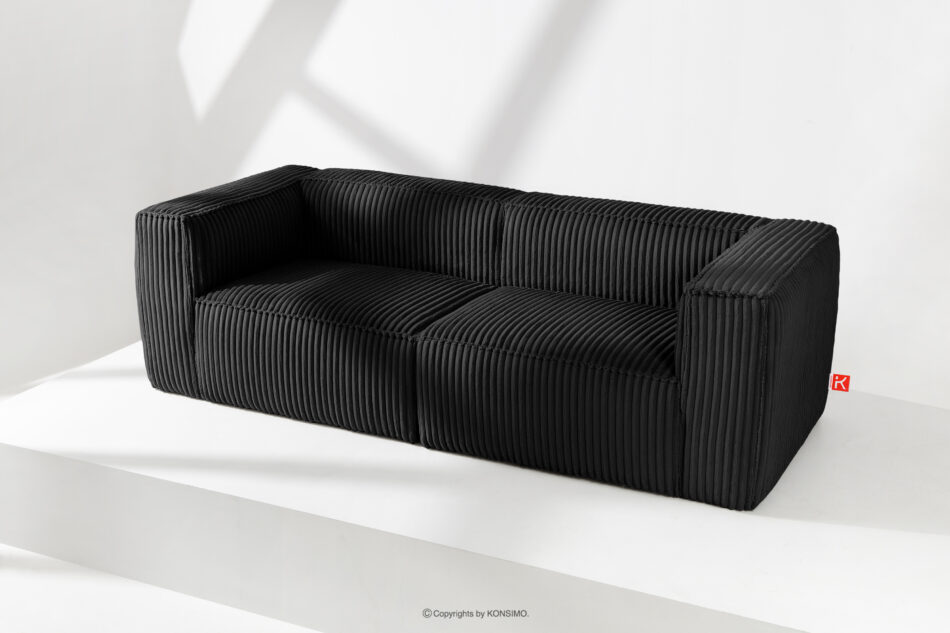 FEROX Duża czarna sofa w tkaninie sztruks czarny - zdjęcie 1