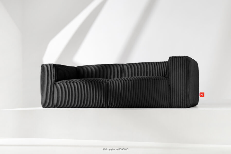FEROX Duża czarna sofa w tkaninie sztruks czarny - zdjęcie 9