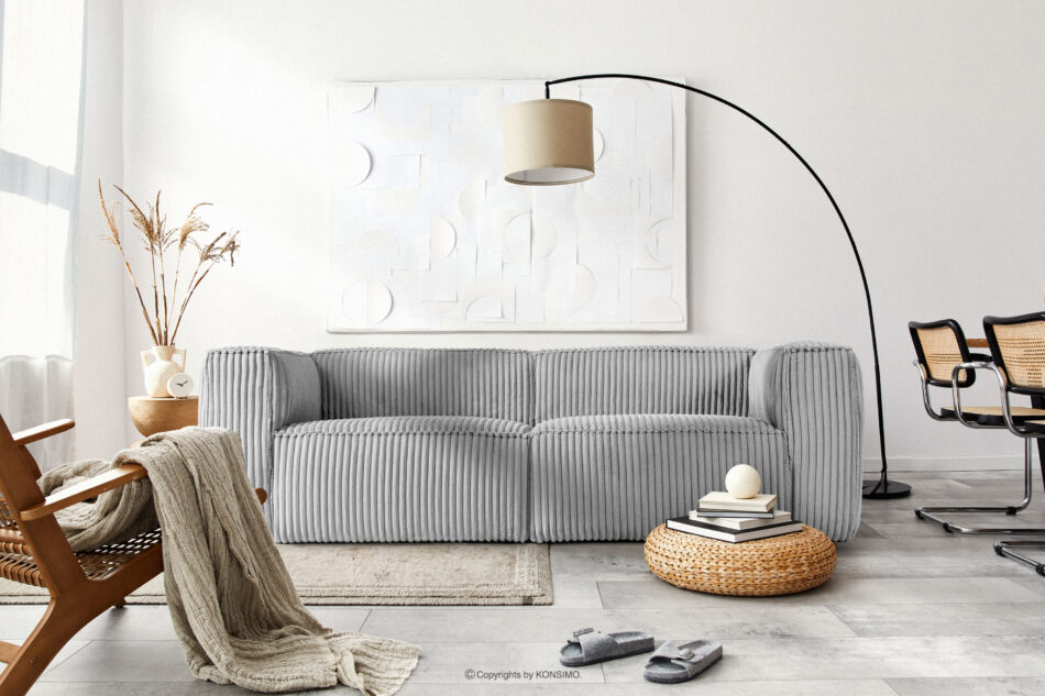 FEROX Duża jasnoszara sofa w tkaninie sztruks jasny szary - zdjęcie 12