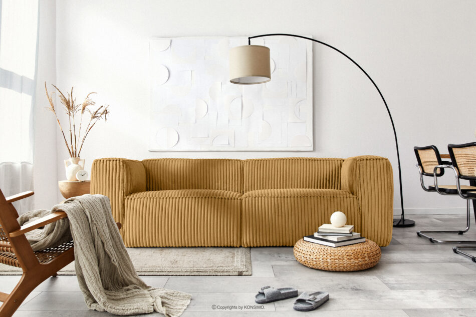 FEROX Duża żółta sofa w tkaninie sztruks żółty - zdjęcie 11