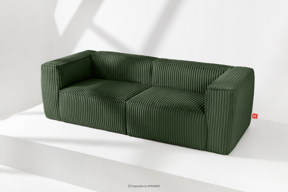 FEROX Duża ciemnozielona sofa w tkaninie sztruks ciemny zielony - zdjęcie 1