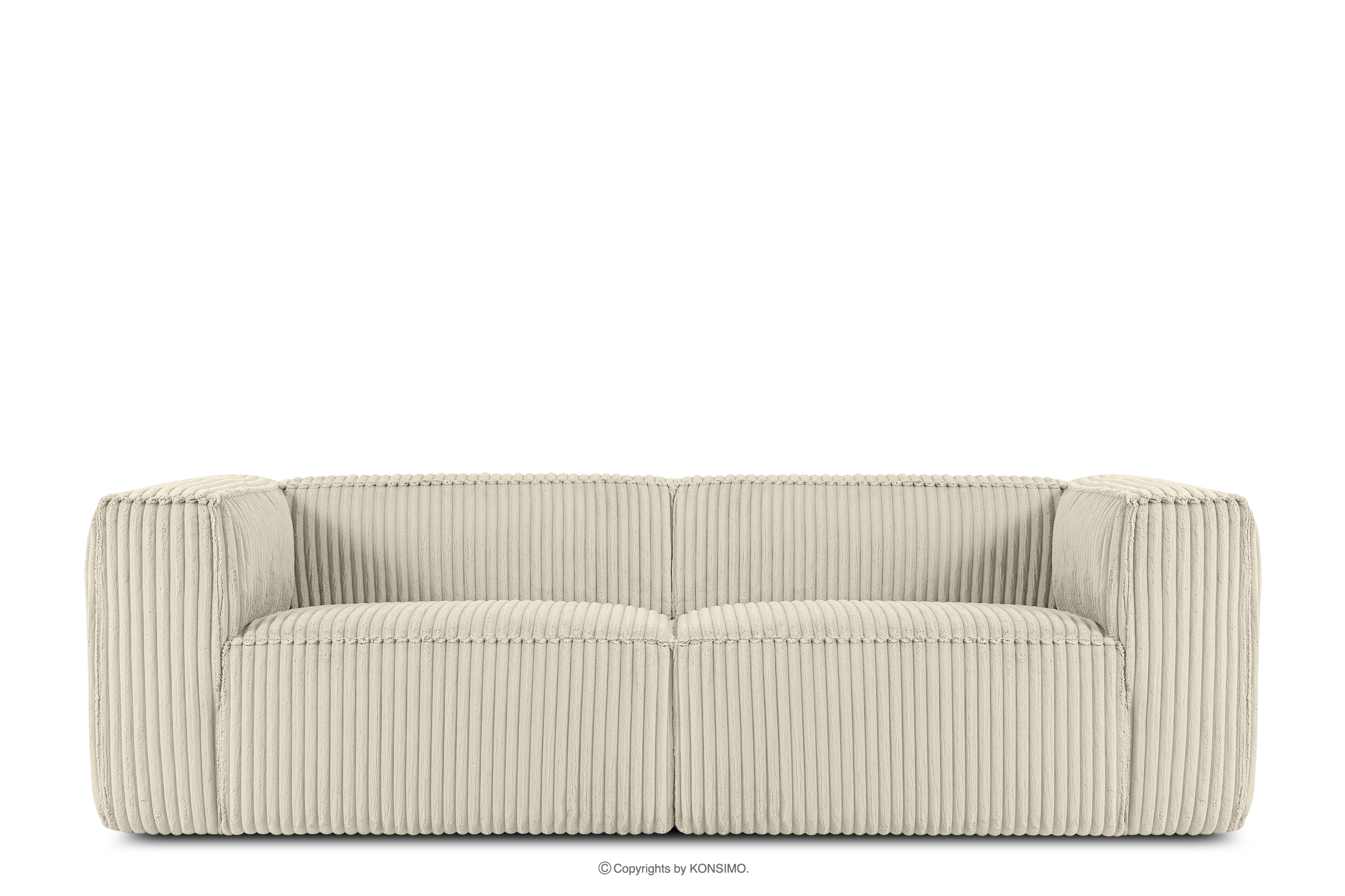 Duża kremowa sofa w tkaninie sztruks
