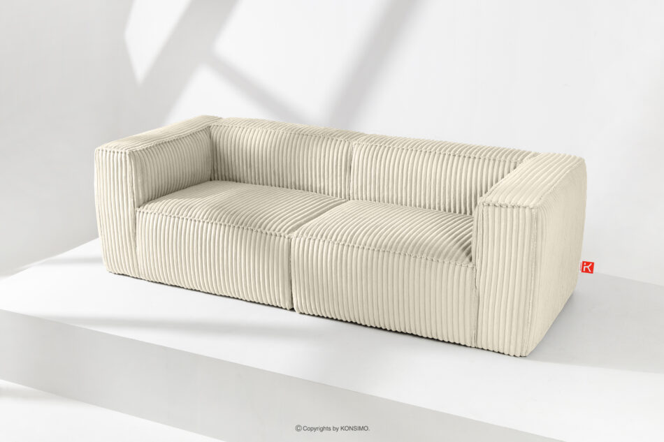 FEROX Duża kremowa sofa w tkaninie sztruks kremowy - zdjęcie 1