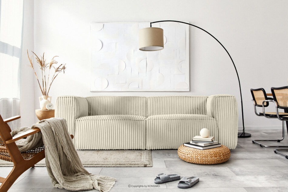 FEROX Duża kremowa sofa w tkaninie sztruks kremowy - zdjęcie 12