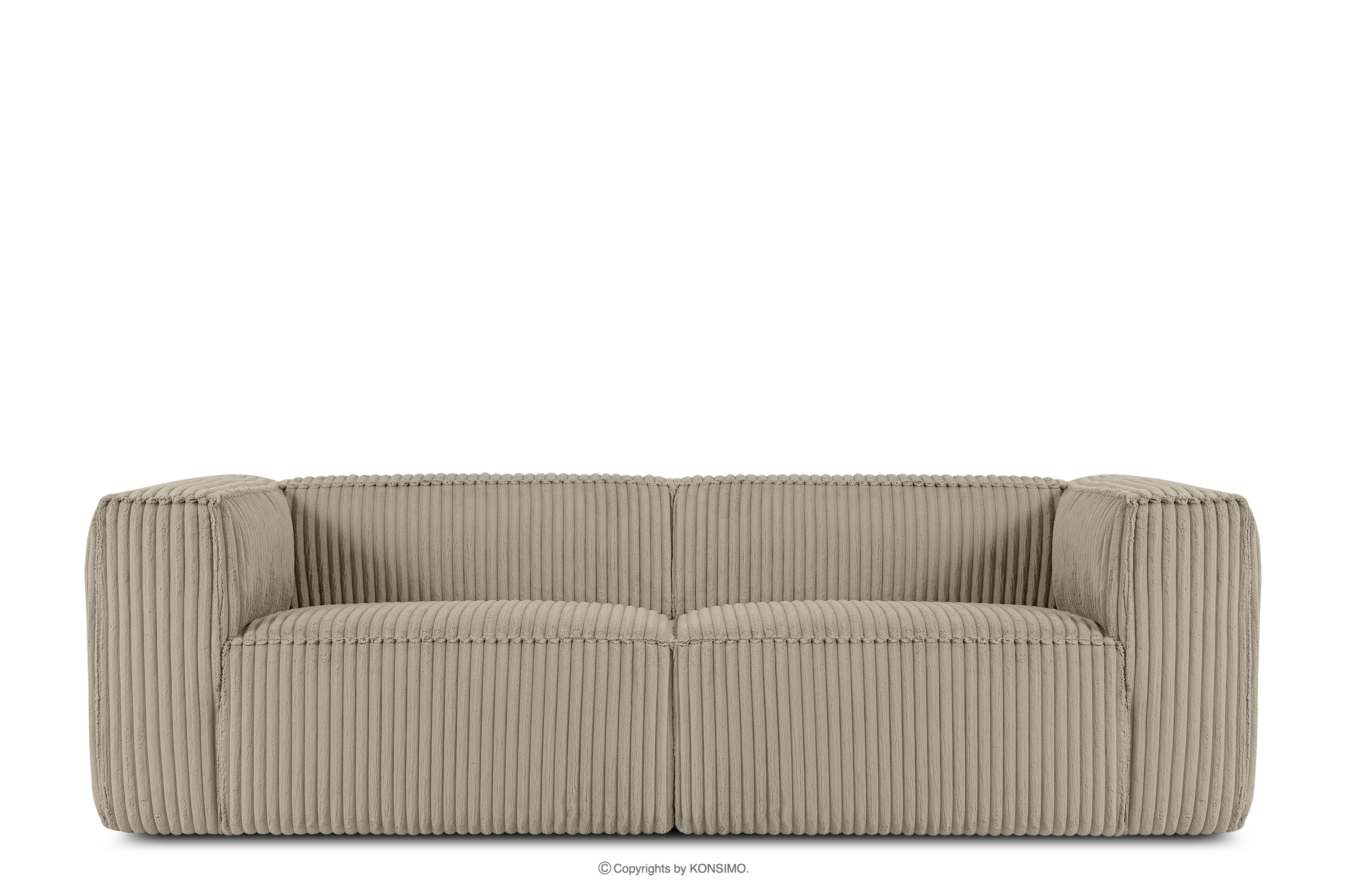 Duża bezowa sofa w tkaninie sztruks