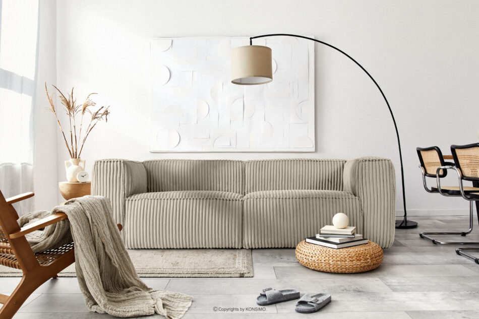 FEROX Duża bezowa sofa w tkaninie sztruks beżowy - zdjęcie 12