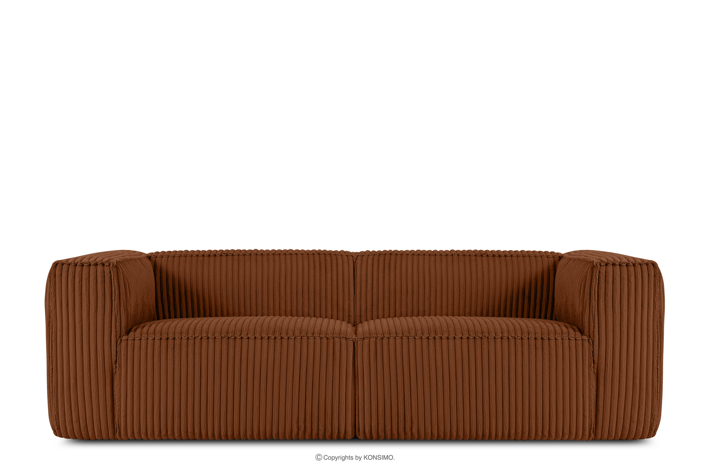 Duża ruda sofa w tkaninie sztruks