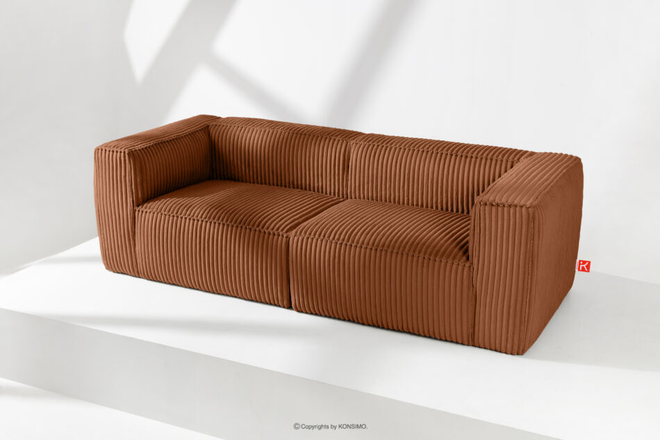 FEROX Duża ruda sofa w tkaninie sztruks rudy - zdjęcie 1