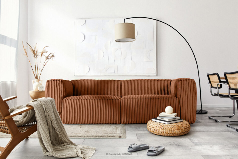 FEROX Duża ruda sofa w tkaninie sztruks rudy - zdjęcie 12