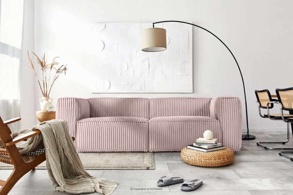 FEROX Duża różowa sofa w tkaninie sztruks różowy - zdjęcie 12