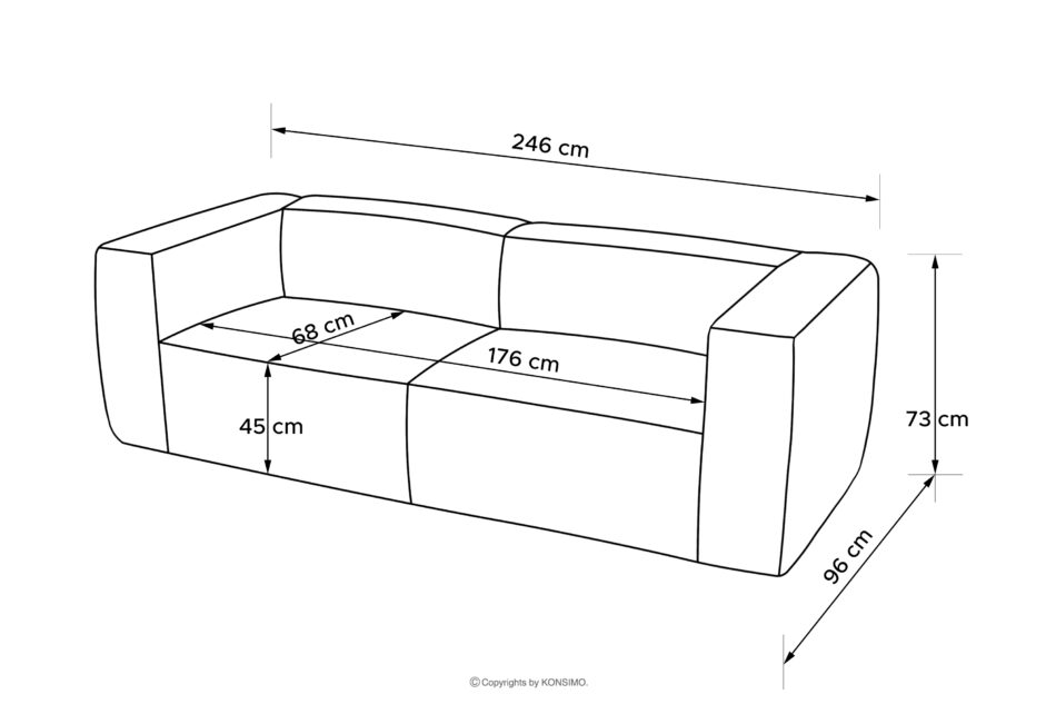 FEROX Duża jasnoszara sofa w tkaninie sztruks jasny szary - zdjęcie 13