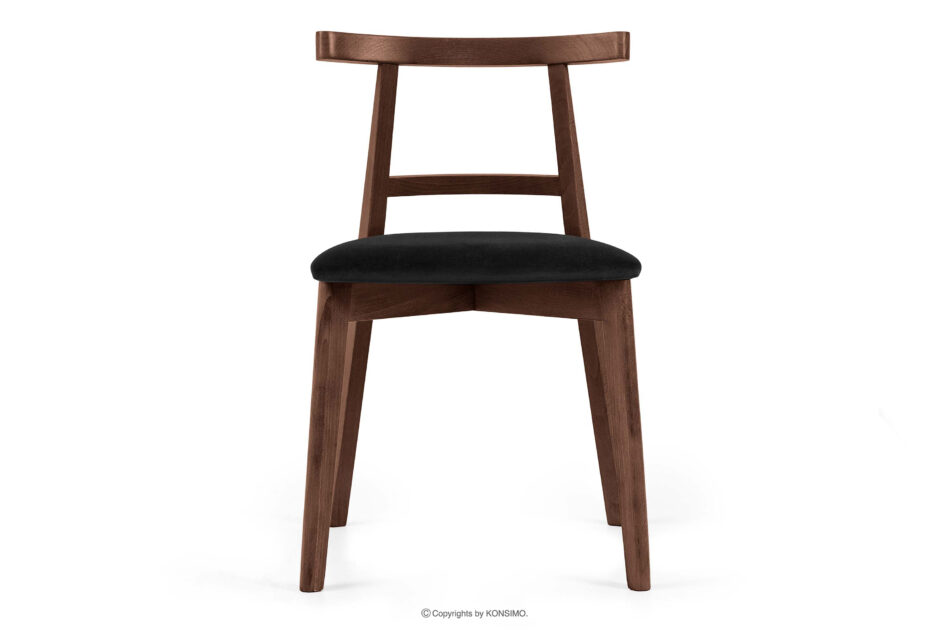 LILIO Krzesło w stylu vintage czarny welur orzech średni czarny/orzech średni - zdjęcie 2