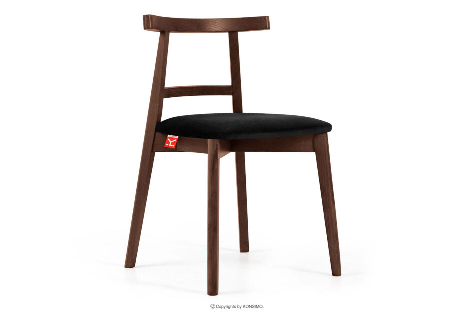 LILIO Krzesło w stylu vintage czarny welur orzech średni czarny/orzech średni - zdjęcie 0