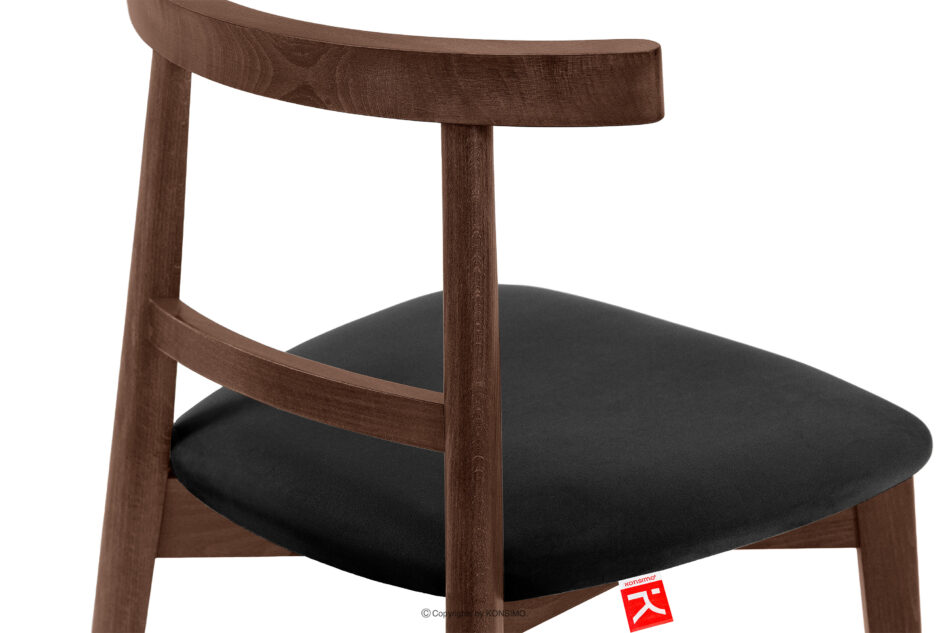 LILIO Krzesło w stylu vintage czarny welur orzech średni czarny/orzech średni - zdjęcie 6