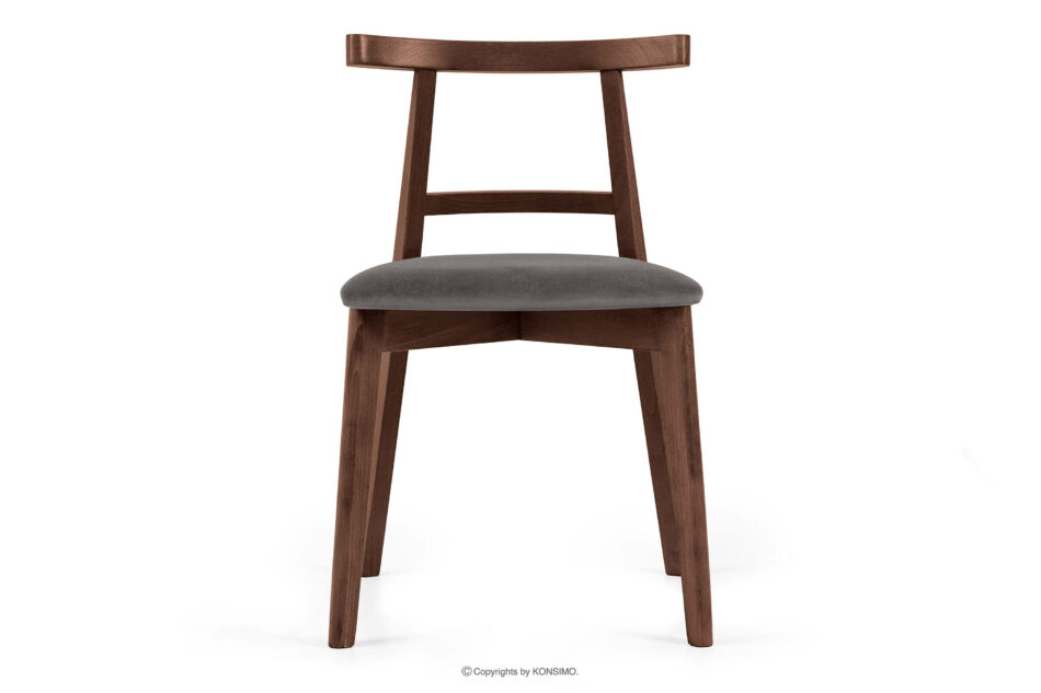 LILIO Krzesło w stylu vintage szary welur orzech średni szary/orzech średni - zdjęcie 2