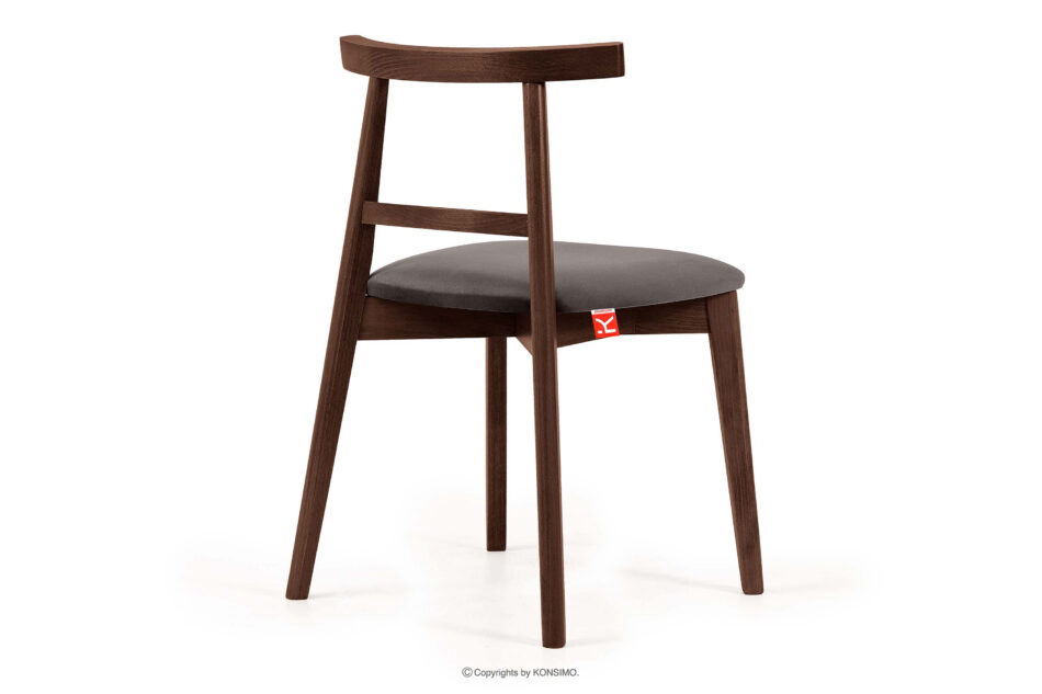 LILIO Krzesło w stylu vintage szary welur orzech średni szary/orzech średni - zdjęcie 3