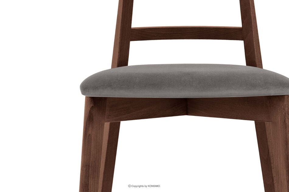 LILIO Krzesło w stylu vintage szary welur orzech średni szary/orzech średni - zdjęcie 4