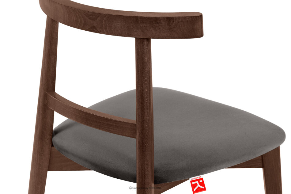 LILIO Krzesło w stylu vintage szary welur orzech średni szary/orzech średni - zdjęcie 6