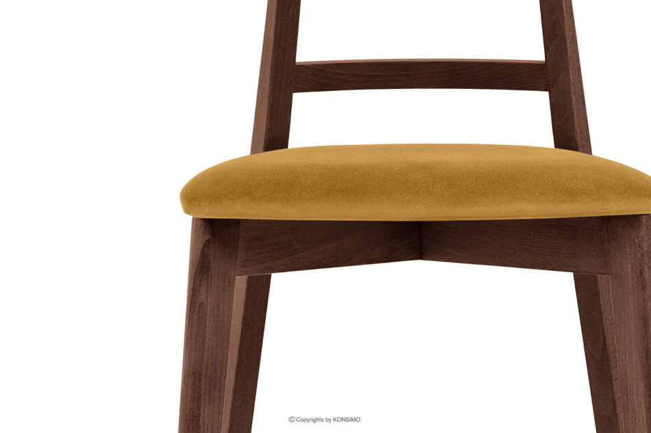 LILIO Krzesło w stylu vintage żółty welur orzech średni żółty/orzech średni - zdjęcie 4