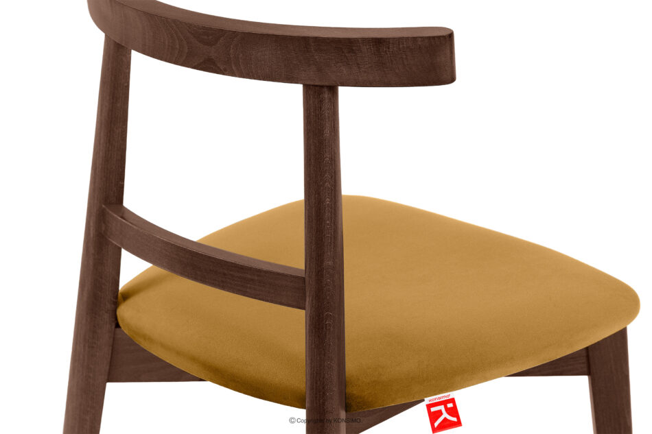 LILIO Krzesło w stylu vintage żółty welur orzech średni żółty/orzech średni - zdjęcie 6