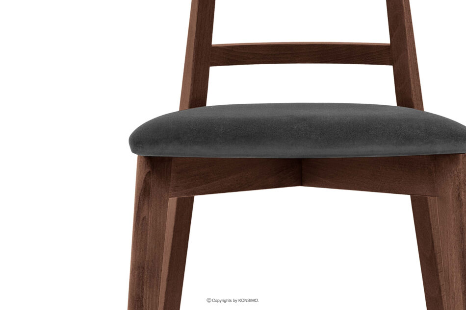 LILIO Krzesło w stylu vintage grafitowy welur orzech średni grafitowy/orzech średni - zdjęcie 4
