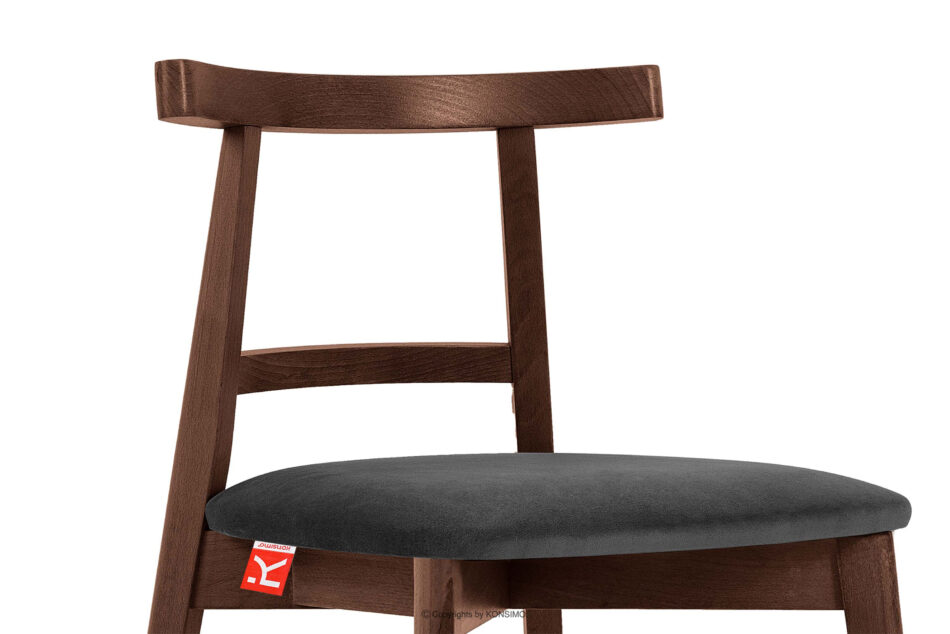 LILIO Krzesło w stylu vintage grafitowy welur orzech średni grafitowy/orzech średni - zdjęcie 5