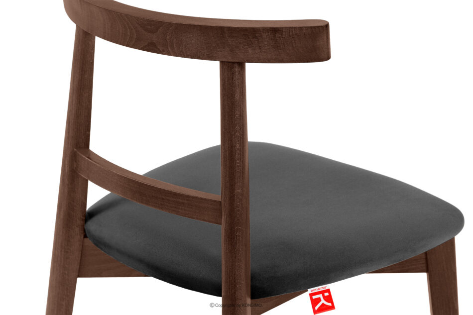 LILIO Krzesło w stylu vintage grafitowy welur orzech średni grafitowy/orzech średni - zdjęcie 6