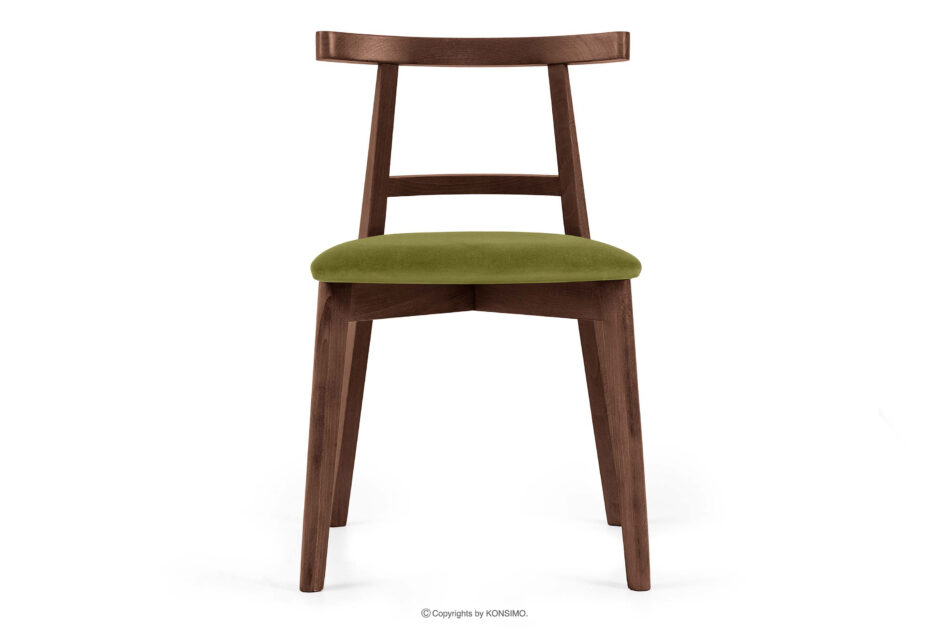 LILIO Krzesło w stylu vintage oliwkowy welur orzech średni oliwkowy/orzech średni - zdjęcie 2