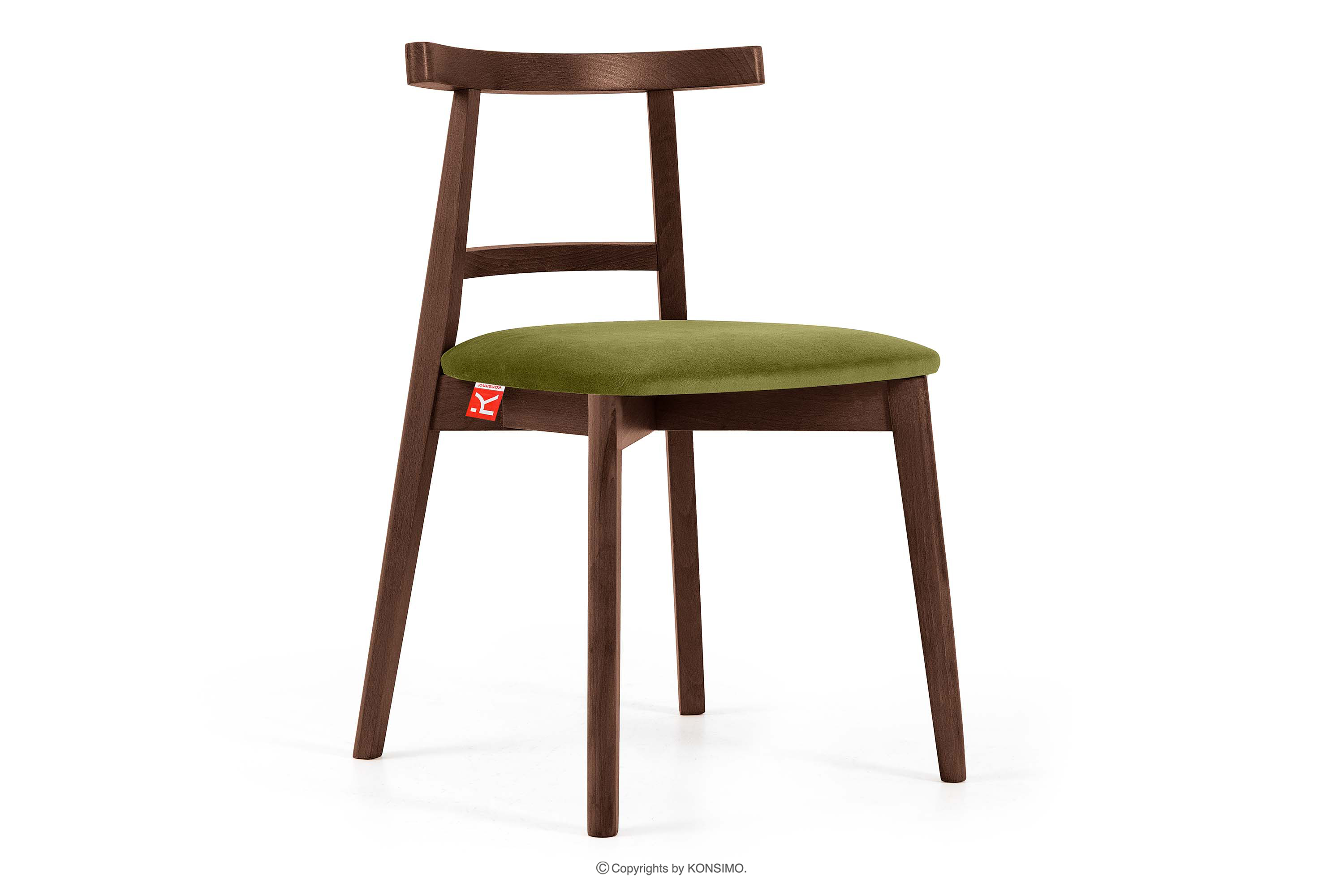 Krzesło w stylu vintage oliwkowy welur orzech średni