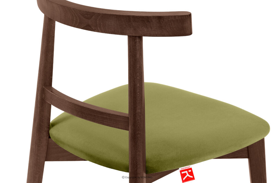 LILIO Krzesło w stylu vintage oliwkowy welur orzech średni oliwkowy/orzech średni - zdjęcie 6