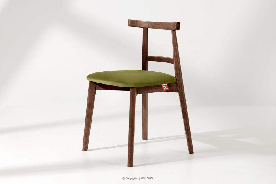 LILIO Krzesło w stylu vintage oliwkowy welur orzech średni oliwkowy/orzech średni - zdjęcie 1