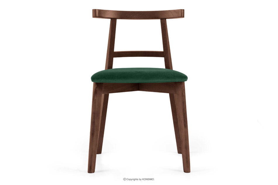 LILIO Krzesło w stylu vintage ciemny zielony welur orzech średni ciemny zielony/orzech średni - zdjęcie 2