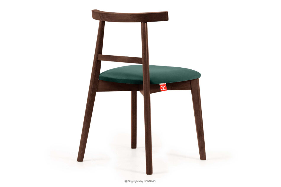 LILIO Krzesło w stylu vintage ciemny zielony welur orzech średni ciemny zielony/orzech średni - zdjęcie 3