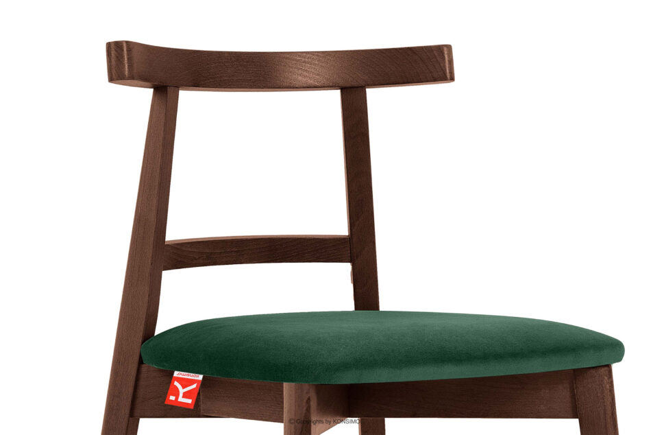 LILIO Krzesło w stylu vintage ciemny zielony welur orzech średni ciemny zielony/orzech średni - zdjęcie 5