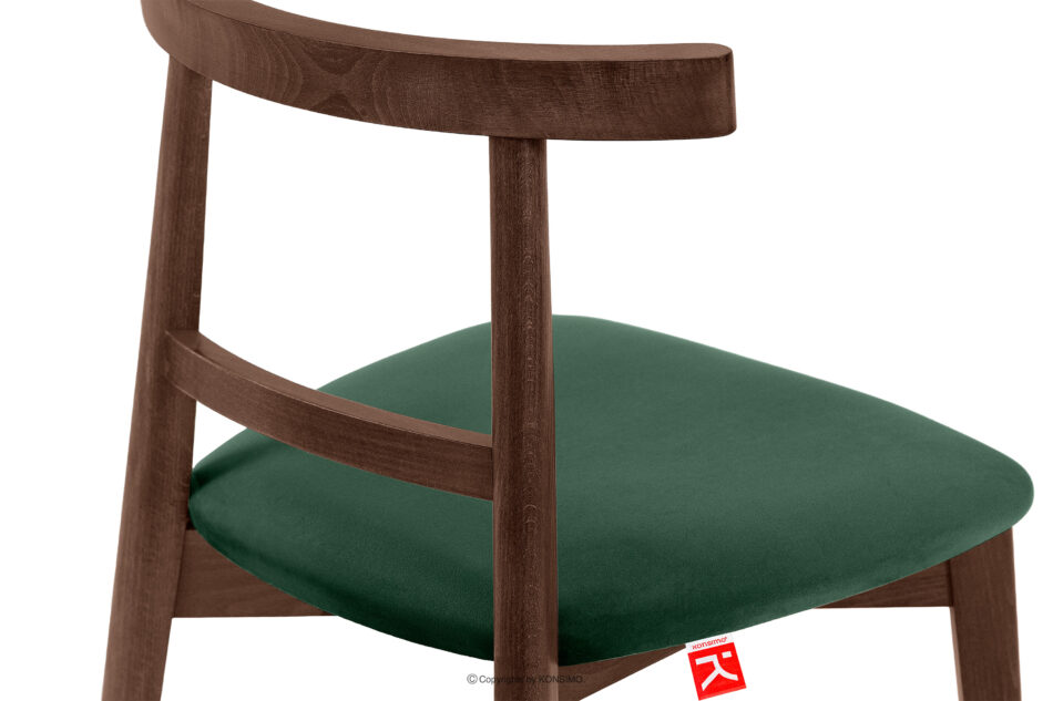 LILIO Krzesło w stylu vintage ciemny zielony welur orzech średni ciemny zielony/orzech średni - zdjęcie 6