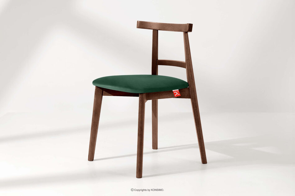 LILIO Krzesło w stylu vintage ciemny zielony welur orzech średni ciemny zielony/orzech średni - zdjęcie 1
