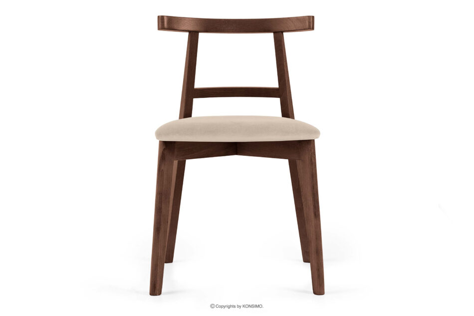 LILIO Krzesło w stylu vintage kremowy welur orzech średni kremowy/orzech średni - zdjęcie 2