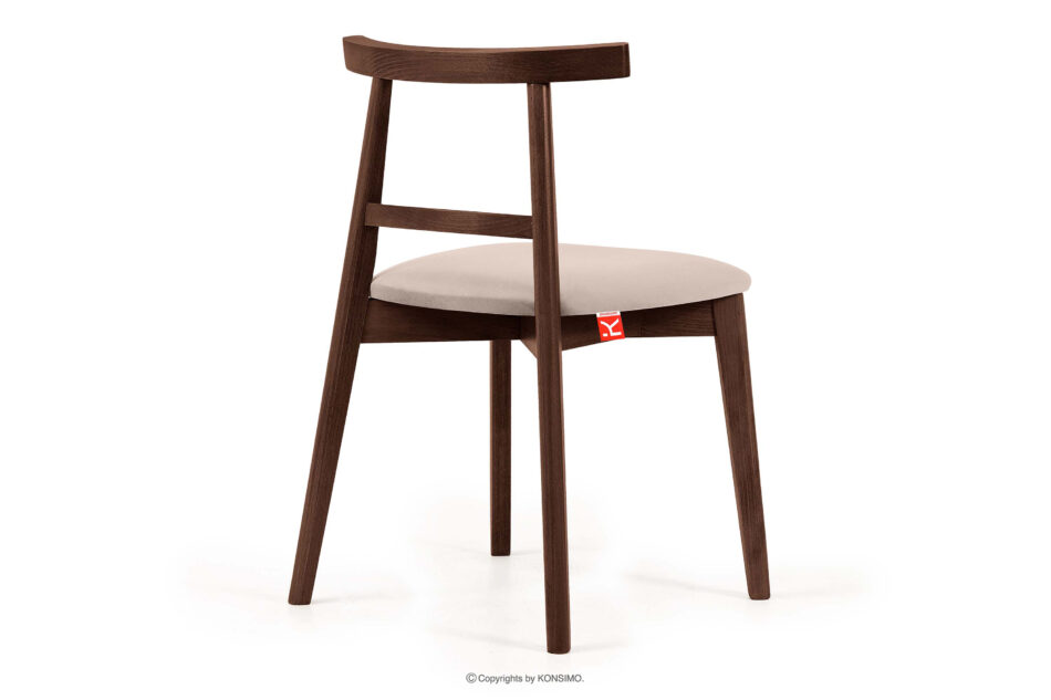 LILIO Krzesło w stylu vintage kremowy welur orzech średni kremowy/orzech średni - zdjęcie 3