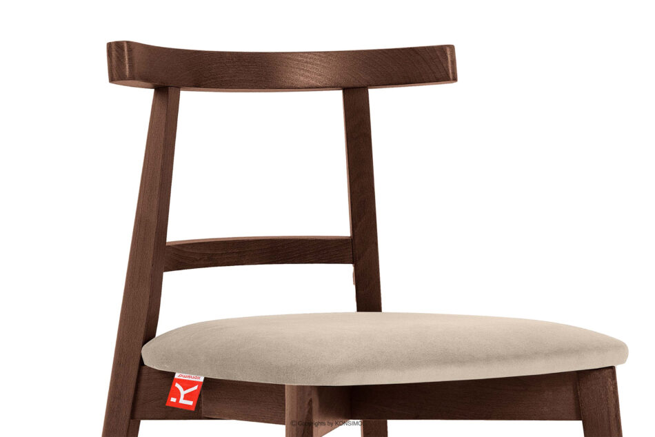 LILIO Krzesło w stylu vintage kremowy welur orzech średni kremowy/orzech średni - zdjęcie 5